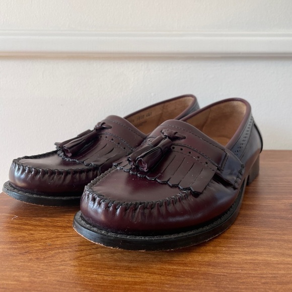 GH Bass & Co Jeremy Burgundy Leather Kiltie Tassel Loafers Shoes Men Size 10 - Picture 1 of 9